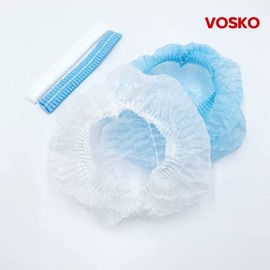 Bosco Disposable Non-Woven Hair Cap 100-Pack Pleated Round Cap for Food Factories, Sanitary, Safety Cover M White 3ea