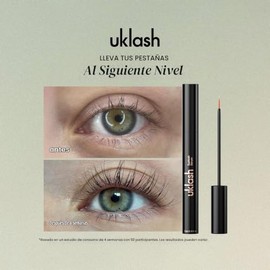 UKLASH Suero para el crecimiento de pestañas para lograr pestañas más largas y abundantes - 3 ml. Fórmula clínicamente probada para lograr pestañas y 