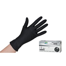 Black Nitrile Disposable Gloves, Premium, Pack of 100, EN455/EN374, Powder-Free and Non-Sterile Cooking Gloves, Tattoo Gloves Black