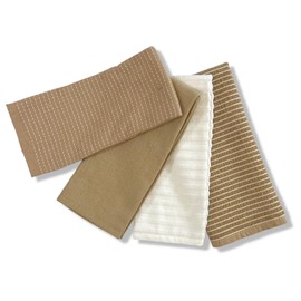 Oversized White Kitchen Towels: 100% Cotton Soft Absorbent Assortment Ribbed Terry Loop, Set of 4 Multipurpose for Everyday Use (Latte Tan)
