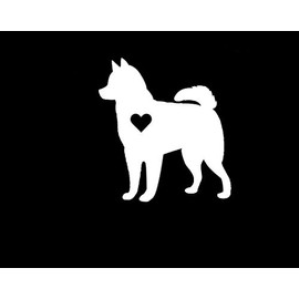 Husky Dog Silhouette with Heart NOK Decal Vinyl Sticker |Cars Trucks Vans Walls Laptop|White|5.5 x 5.5 in|NOK469