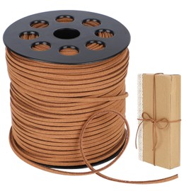 Leather Cord Leather Cord Flat Leather Cords 90 m x 3 mm Faux Suede Cord Suede Cord Classic Craft Leather Cords Faux Thread Vintage Suede Cord for DIY Bracelet Necklace (Light Brown)