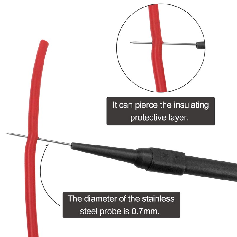 OIIKI 4Pcs 0.7mm Test Probe Pins, Non-Destructive Insulation Wire Piercing