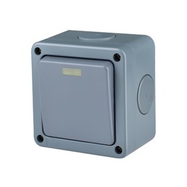 Outdoor Light Switch Weatherproof,Superink 1 Gang SPDT Outdoor Switch,10A 110-250V,Single Pole Double Throw,2 Way Storm Weatherproof Exterior Switch,Ip66 Rated,3 1/4*2*3 1/4 Inch (82*82*51Mm),Grey