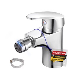 KUZOR Single Lever Bidet Mixer Tap Chrome Brass Modern Bidets for Bathroom Lavatory Washroom RV with G1/2 UK Standard Water Hoses Quick Installation