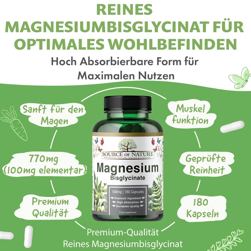 Source of Nature® Magnesium Bisglycinate 770 mg 180 Capsules 100