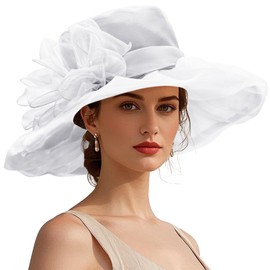 Zando Ken-tucky Derby Hats for Women 2025 Elegant Tea Party Organza Victorian Church Wedding Hat White Fascinators Hats One Size