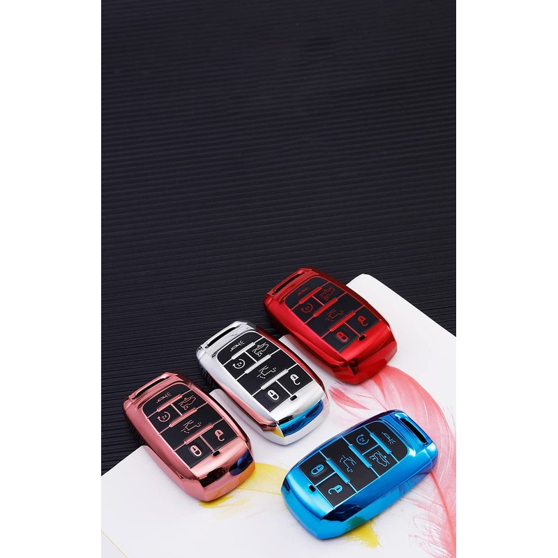 SANRILY Soft TPU 6 Button Key Fob Cover for Dodge