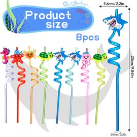 Yegookay Pack of 8 Sea Animals Drinking Straws, Reusable Straws, Creative Funny Straw for Children's Birthday Party Decoration Accessories, Family Reunion Party Gifts