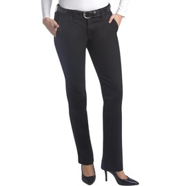 Dickies Women's Straight Flex Twill Pant Pants, Rinsed Black, 16