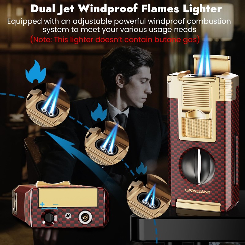 5-in-1 Torch Lighter with Cutter, Punch, Holder, Draw Enhancer Tool