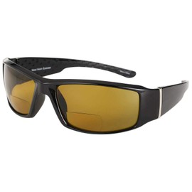Mass Vision 'The Contender' Polarized Full Frame Sport Wrap Bifocal Sunglasses for Men and Women (Yellow - Night Driving, 1.75, multiplier_x)