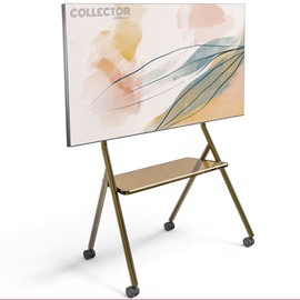 FITUEYES Design Mobile TV Stand for 55 60 65 75 78 Inch TV, Rolling TV Cart Floor Stand with Mount for Living Room Office Hotel, Modern Corner TV Stand with Wooden Storage Shelves, Collector Series