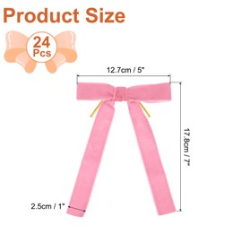 PATIKIL Velvet Bows, 24 Pcs Velvet Ornaments Ribbon Gift Bows Vintage Wreath Bow for Christmas Tree Wedding Birthday Parties Decor, Pink (1" Width, 5x7 Inch)