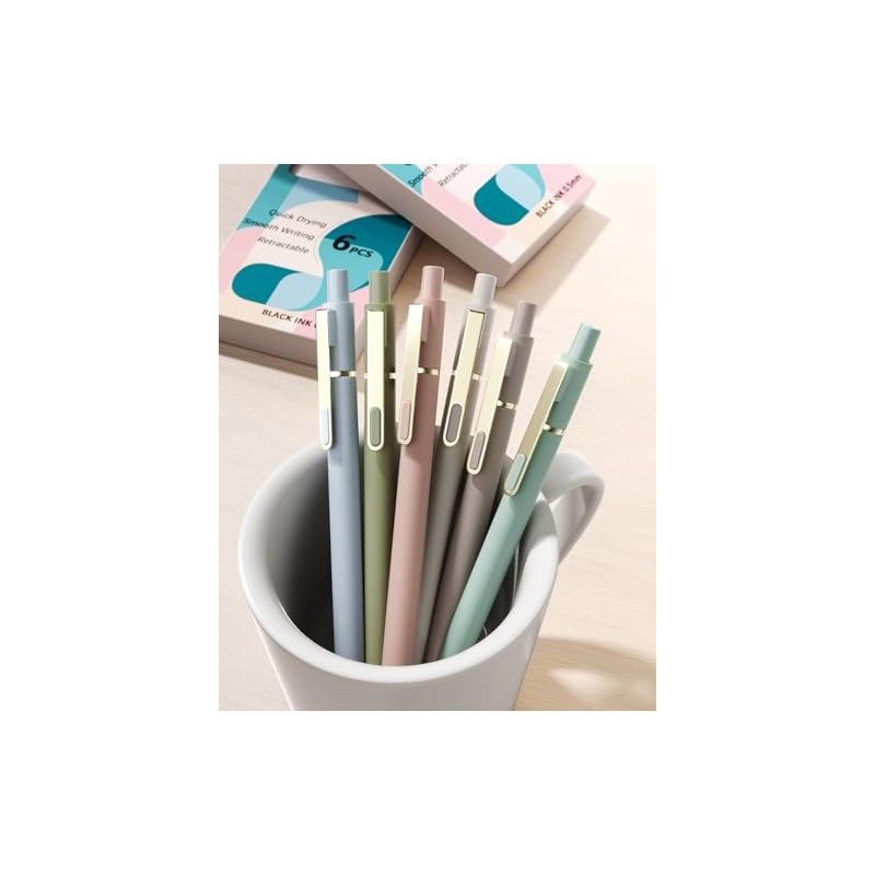 SUNEE Gel Pens, 6 Pack 0.5mm Pens Fine Point Smooth