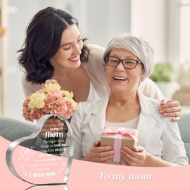 Mom Gifts - Heart Shaped Acrylic Plaque - Mothers Day Gifts for Mom, Mum Birthday Gifts Christmas Mams Gifts from Daughter Son Mummy Gifts, Presents for Mother, Ma Gift from Kids