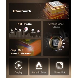 9inch Single Din Touchscreen Car Stereo with Wireless Carplay&Android Auto,1080P Single Din Touch Screen,EQ,5.0Bluetooth Car Radio with Backup Camera,FM,GPS,Mirror Link,SWC,AUX/USB/U-Disk