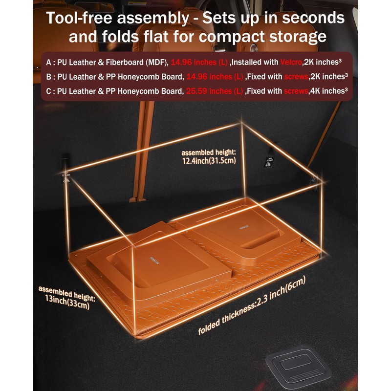 POKSRI Trunk Organizer for suv car storage organizer,Leather Storage Box