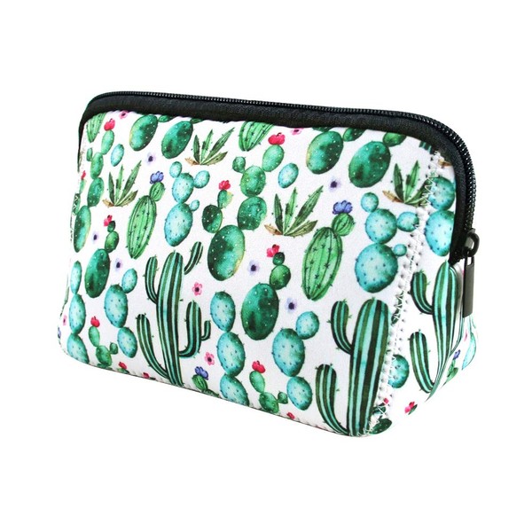 VLIKE Makeup Bag Cactus cosmetic bag Pouch Waterproof Soft Neoprene Travel bag Zippered Storage Pouch Printing Toiletry Bag Organizer