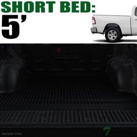 Topline_autopart Black Rubber Diamond Plate Truck Bed Floor Mat Liner Compatible with 19-22 Dodge Ram 1500 5.7 Feet (68.4") Short Bed
