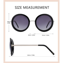 JOOX Polarized Retro Round Sunglasses for Women, Vintage Oversized Ladies Sun Glasses with 100% UV Protection Lens