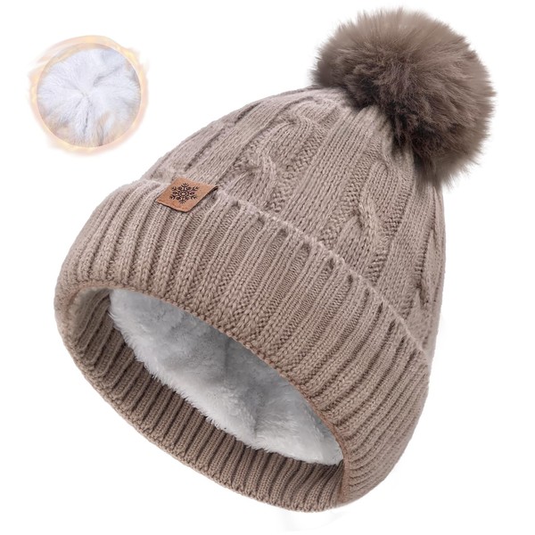 YUHAN PRETTY Winter Beanie Hats for Women Pom Pom Wool