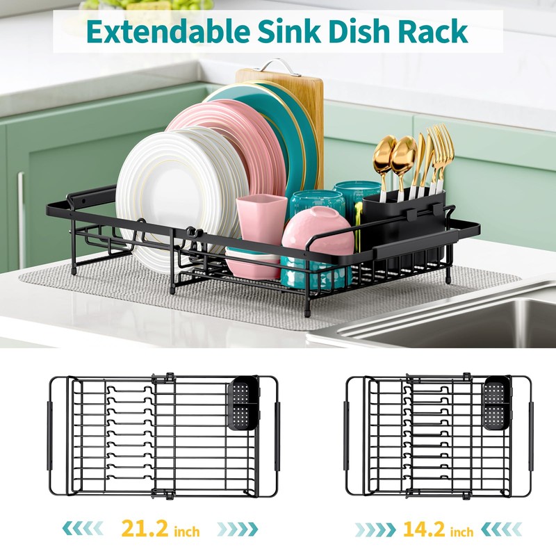 Urackify Expandable in Sink Dish Drying Rack - Adjustable Dish