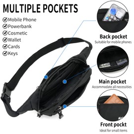 AirZyx Bumbags and Fanny Packs for Women Men for Hiking Running (Black)