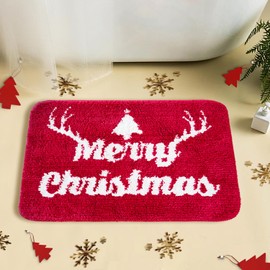 BOANKODU Christmas Bathroom Rugs Christmas Decorations Bathroom Super Soft Bath mat, Microfiber Bathroom Carpet, Non-Slip Bathroom mat Washable Bath Rug (16x24 inches)
