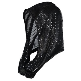 FlyCC Sequin Unisex Rave Hood Cosplay Festival Hat Disco Sparkly Bandana Rave Accessories Outdoor Costume Outfit Streetwear Black
