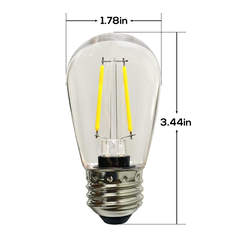 Banord 50 Pack Dimmable 2W S14 Replacement LED Bulbs, 2700K