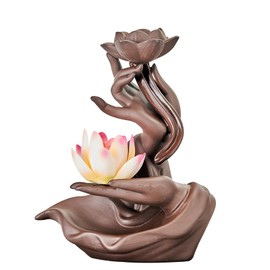 Faderr Backflow Incense Burner Buddha Incense Burner Ceramic Incense Cones Incense Holder for Relaxation, Cleaning, Meditation, Yoga Gift (Size:A)