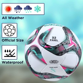 MCD SPORTS Size 5 Football, Size 4 Football, Size 3 Football Ball Lightweight Football for Boys, Girls, Kids, & Adults Soccer Ball Professional Club Team (Ringo Blue, 3)