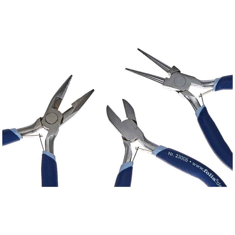 folia 23005 Jewellery Pliers Set, 3 Pieces, Combination Pliers, Side