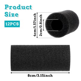 BOHUIZ Aquarium Filter Sponge, Round Black Pre-Filter Sponge for Aquarium 0.8" Intake Sponges Replacement Foam Roll for Small Fish Shrimp Fry Fish Tank Covers Accessories