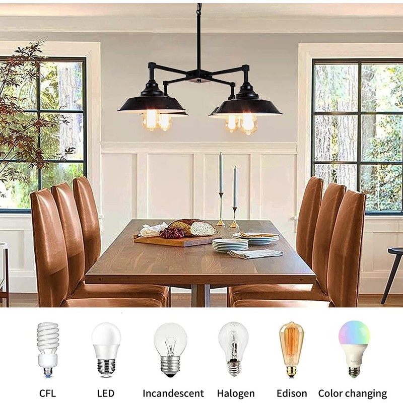 PUZHI HOME Kitchen Island Light Black Pendant Lighting Fixture 4