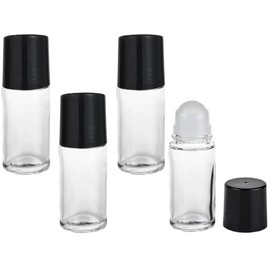 4 Pcs 30ML Clear Empty Glass Essential Oil Roller Bottles Vials Containers Refillable Roll-on Bottle,Refillable Cosmetic Containers Refillable,Roller Bottles,Tools and Accessories(3.94 x 1.22")