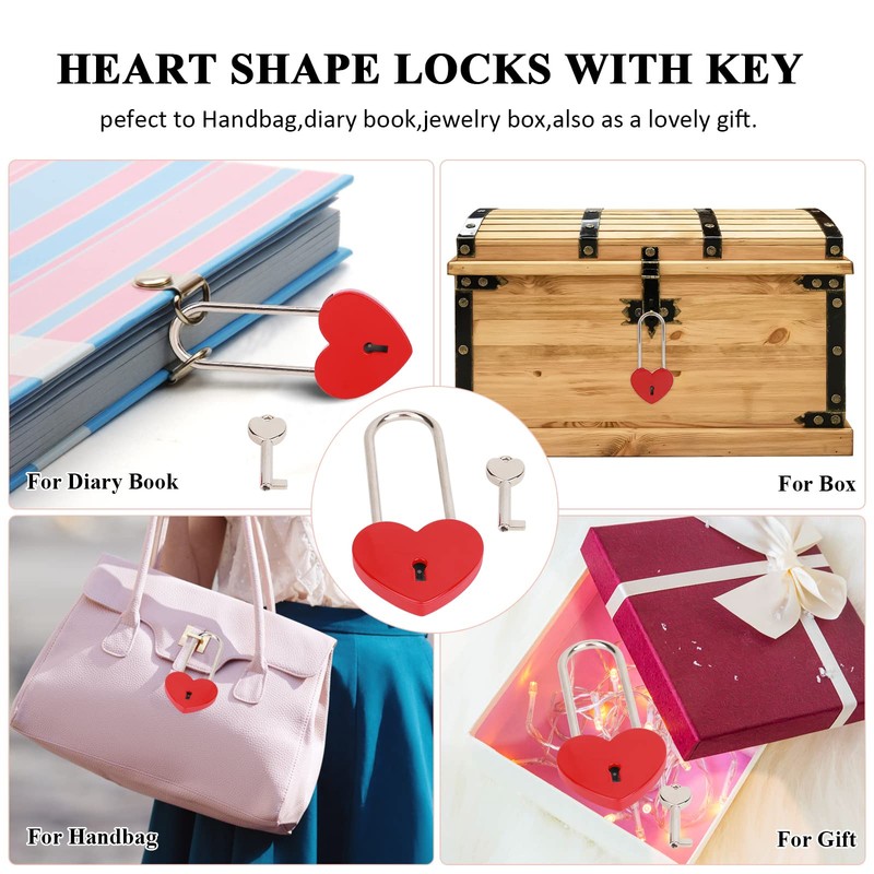 VeYocilk 10 PCS Red Love Lock Heart Shaped Lock Cute