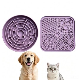 YCT Dog Cat Lick Mat and Slow Feeder Bowl Set, Thickened Food Grade Silicone with Strong Suction Cups, Anxiety Relief Calming Lick Pad for Bathing Grooming Training