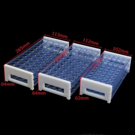 Powertool Plastic Test Tube Rack with Removable Centrifuge Tube Stand for Laboratory Testing, Food and Beverage Service, 13 mm x 50 Holes, 145
