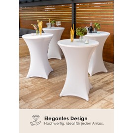 Gräfenstayn 2er-Set Stretch Stehtischhusse Diana mit Öko-Tex Siegel, Verstärkung im Fußbereich, in vielen Farben und Größen Ø60-65cm / Ø70-75cm / Ø80-85cm (Weiß, Ø70-75cm)