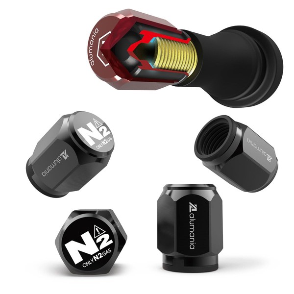 Alumania VU-006-BK Air Valve Cap for Nitrogen Gas Injected Vehicles,