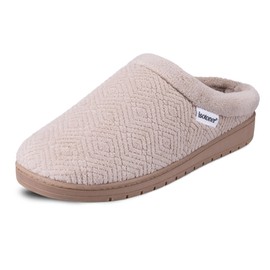 Isotoner Women's Diamond Microterry Gemma Clog Slipper, Taupe, 9.5-10