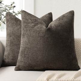 ZWJD Cushion Cover, 50 x 50 cm, Set of 2, Chenille Cushion Covers, Sofa Cushion Covers, Rustic Grey, Decorative Cushion, Soft Sofa Cushion Cover for Couch, Bed and Living Room, Home Decoration, Luxury Decorative Cushion Covers