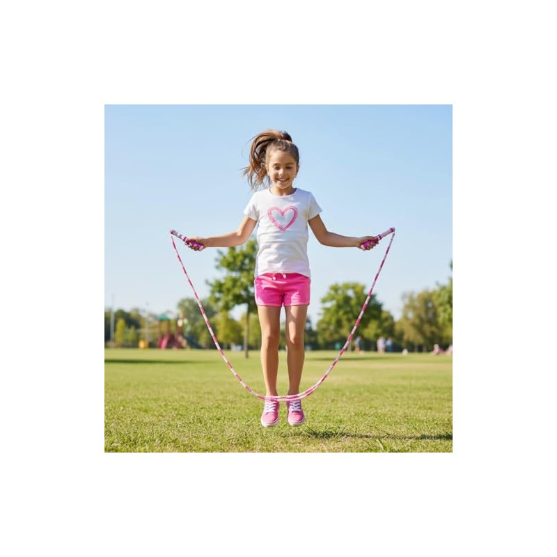 Cuerda para Saltar, Ajustable, Libre, Segmentada, con Cuentas Suaves, Cuerda