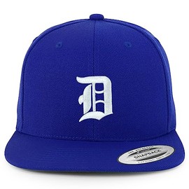Old English D bordado Flat Bill Snapback Cap, Cachucha Royal