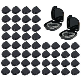 Maoerdental 60PCS Retainer Case with Vent Holes,Black Color Denture Case,Portable Multi-Purpose Mouthguard Storage for Travel Home Office Business Trip