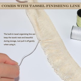 ALLWSLucky 20 Yards 3.8cm 1.5" Wide Cotton Tassel Fringe Trim, Boho Sewing Tassel Ribbon Sewing Crafts for Home Curtain Clothing Dress Pillow Decoration (Beige, 4)