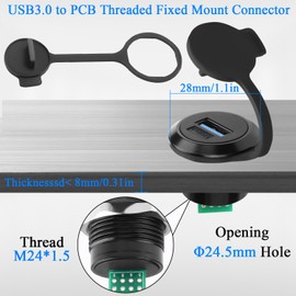 QIANRENON 5Gbps USB3.0 Threaded Fixed Mount DIP Connector USB3.0 Female to 9Pin PCB Board Bulkhead Mount Adapter USB3.0 PCB Solder Mount Socket, 5V 1A, for DIY USB Data Transfer Charging