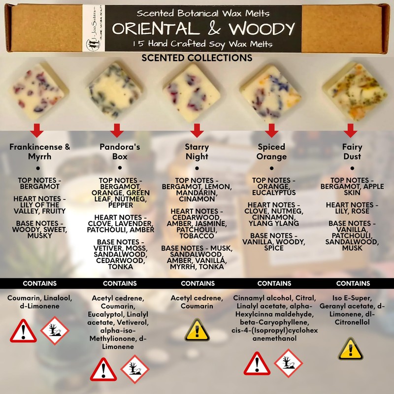 Oriental & Woody - Highly Scented Botanical Wax Melts Collections